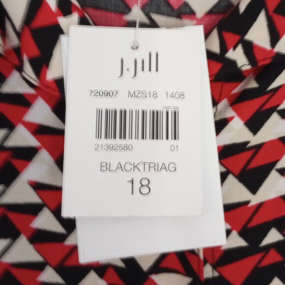 J. Jill Red & Black Triangle Print Shirt Dress - Picture 4 of 10